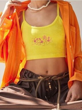 Urban outfitters Yellow Floral Cropped Tank Top - Women